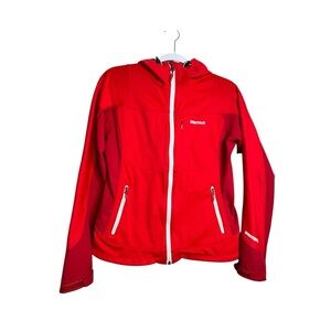 Marmot Women's Precip Rain Jacket Red Lined Adjustable Hood Size S